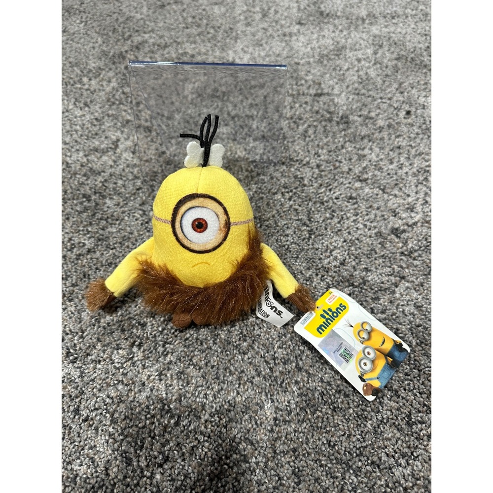 Minions Prehistoric Caveman Plush Clip On Illumination Movie Exclusive NWT